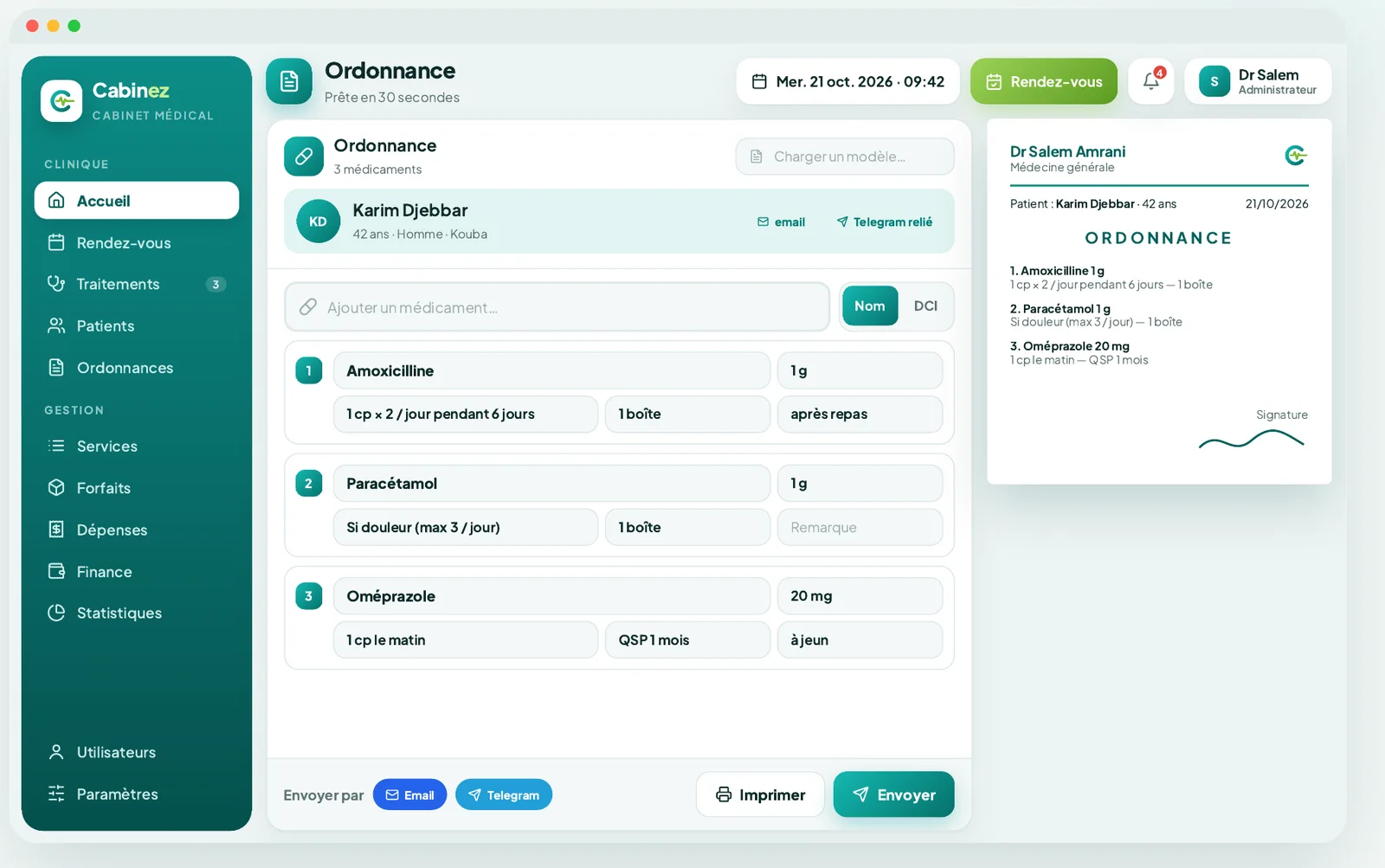 CABINEZ · Une ordonnance en 30 secondes